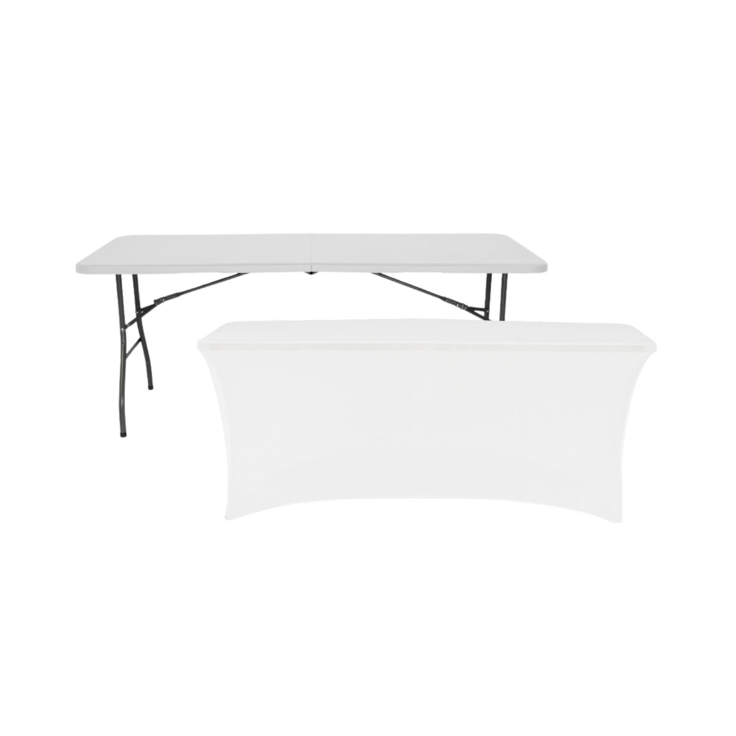 Mesa rebatível 180 cm branca + cobertura para catering 7house Mesas rebatíveis 6